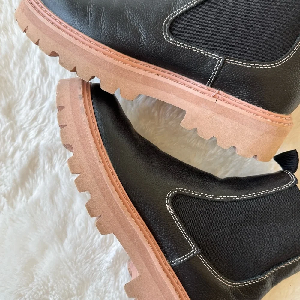 Dolce Vita Moana H20 Black Pink Leather Chelsea Waterproof Boot 7M